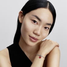 Pandora Piros muranói üveg szív dupla függő charm