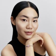 Pandora Rózsaszín muranói üveg LOVE kocka charm