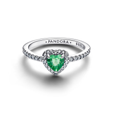 Pandora Kiemelt mentazöld szív gyűrű