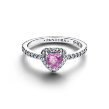 Pandora Kiemelt világosbíbor szív gyűrű