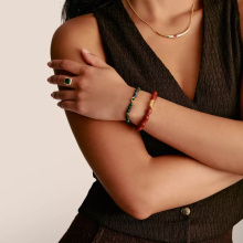 Thomas Sabo zöld gyöngyös aranyozott védelmező szem karkötő