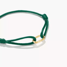 Thomas Sabo zöld textilkarkötő aranyozott nyitható láncszemmel 