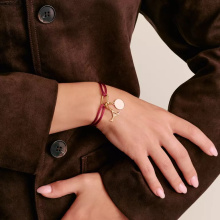 Thomas Sabo piros textilkarkötő aranyozott nyitható láncszemmel 