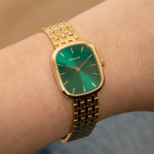 Bering Classic sárga arany színű, zöld számlapos női karóra 12526-738