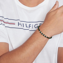 Tommy Hilifger Adjustable Nylon sötétzöld szövet férfi karkötő THJ2790680