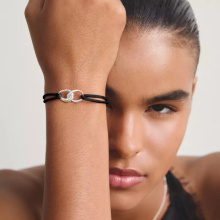 Thomas Sabo "Together" fekete textil karkötő fehér cirkóniával
