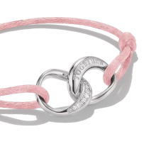 Thomas Sabo "Together" rózsaszín textil karkötő fehér cirkóniával