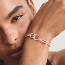 Thomas Sabo "Together" rózsaszín textil karkötő fehér cirkóniával
