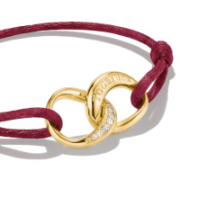 Thomas Sabo "Together" piros aranyozott textil karkötő fehér cirkóniával