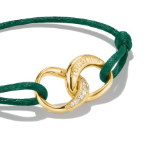 Thomas Sabo "Together" zöld aranyozott textil karkötő fehér cirkóniával