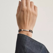 Thomas Sabo Gravírozható fekete textil karkötő