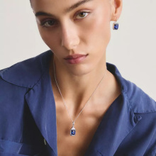 Thomas Sabo Ezüst nyaklánc kék nanokristállyal, nyolcszögletű csiszolásban