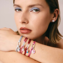 Thomas Sabo Hello Kitty piros textil karkötő connect medállal