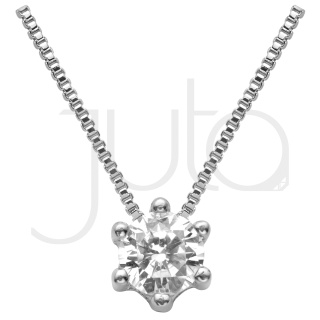 Juta Fehér arany nyaklánc hatkarmos medállal