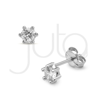 Juta Fehér arany fülbevaló cirkóniával, hatkarmos, nagy