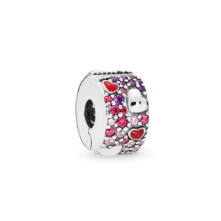 Pandora Moments Aszimmetrikus szívek pavé ezüst klip charm