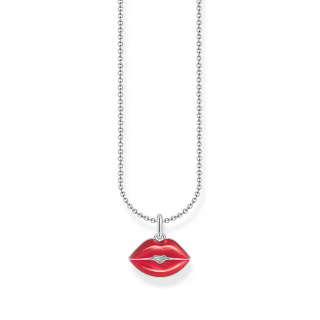 Thomas Sabo ezüst női nyaklánc piros száj medállal