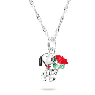 Thomas Sabo X PEANUTS ezüst Snoopy lánc rózsás medállal