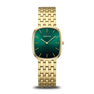 Bering Classic sárga arany színű, zöld számlapos női karóra 12526-738