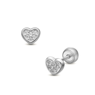 Lisa Jewelry for Kids fénylő szív fehér arany gyerek fülbevaló gömb zárral