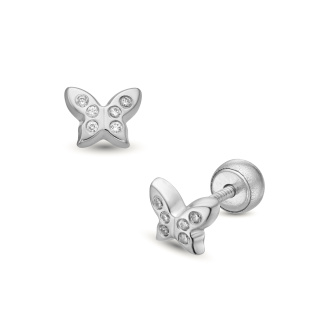 Lisa Jewelry for Kids szikrázó pillangó fehér arany fülbevaló gömb zárral