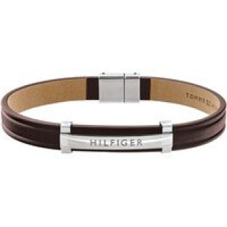Tommy Hilfiger férfi karkötő, Thin ID Leather barna bőrszíjas THJ2790159