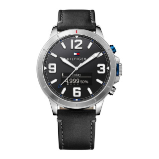 Tommy Hilfiger férfi karóra, Zegarek fekete bőrszíjas TH1791298