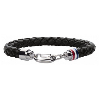 Tommy Hilfiger férfi karkötő, fekete bőrszíjjal THJ2700510