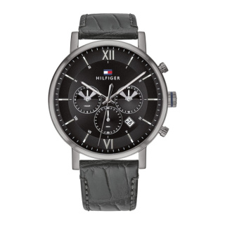 Tommy Hilfiger férfi karóra, Evan fekete bőrszíjas TH1710395