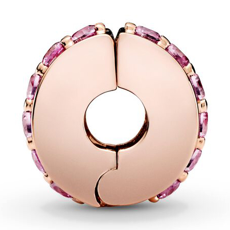 Pandora Moments Rózsaszín szikrázó sor rozé klip charm