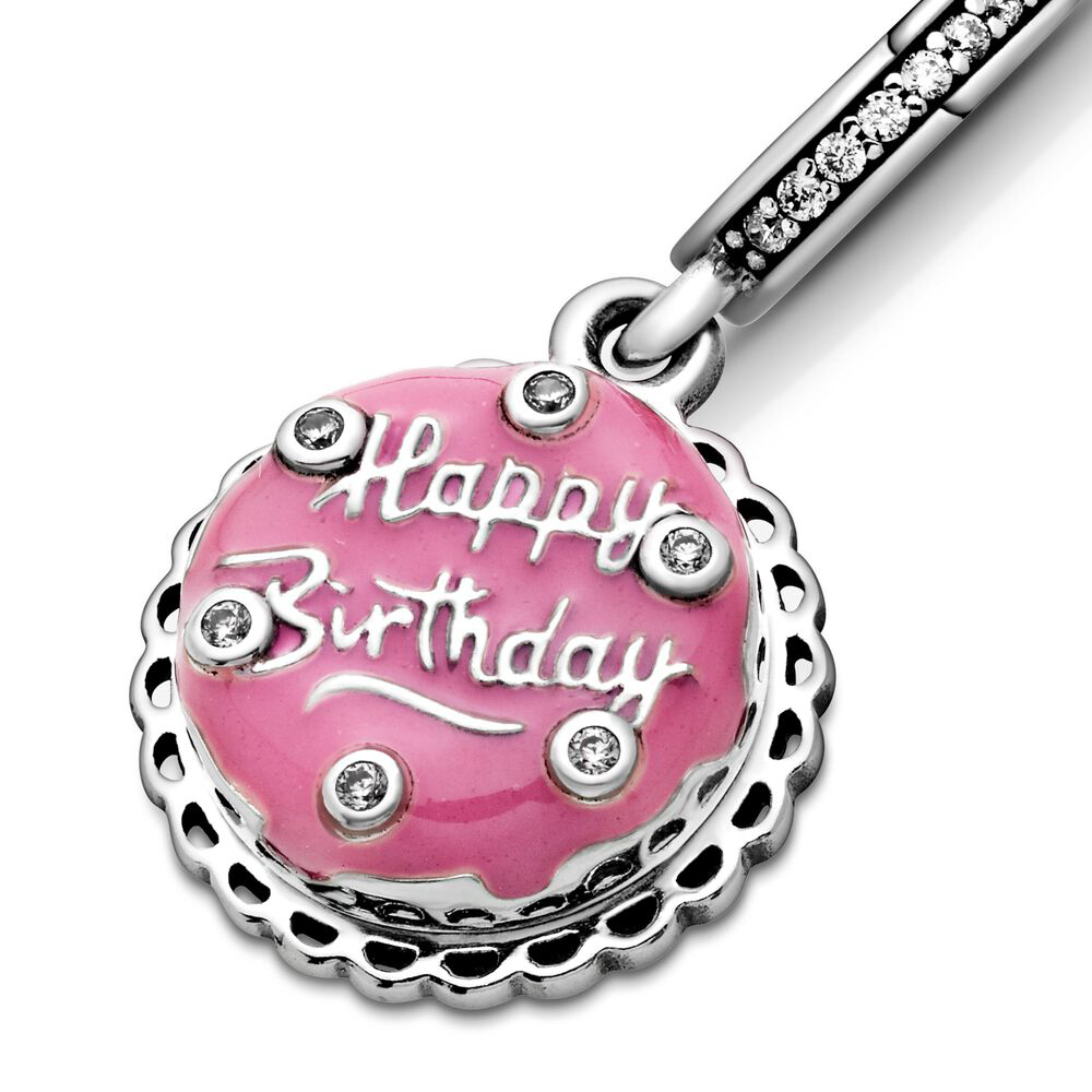 Pandora Moments Rózsaszín születésnapi torta ezüst függő charm