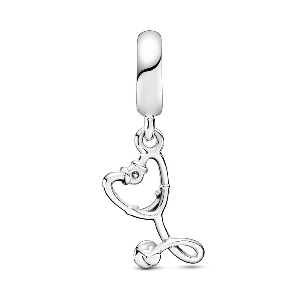 Pandora Moments Sztetoszkóp szív alakú ezüst függő charm