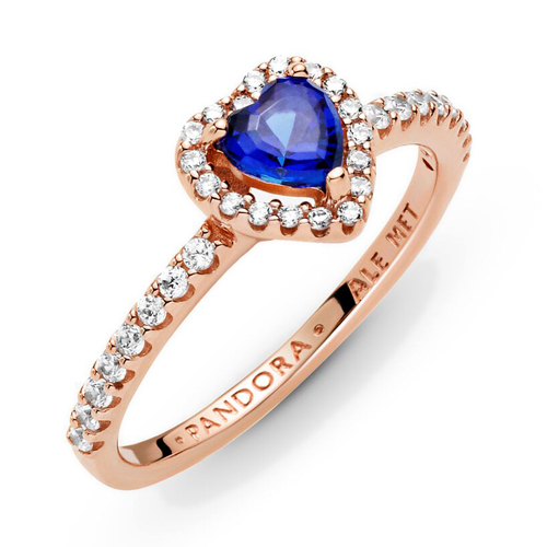Pandora Szikrázó kék kiemelt szív gyűrű