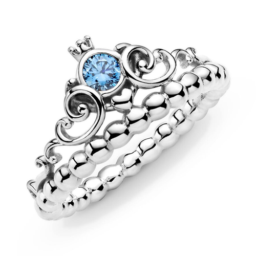 Pandora Disney Hamupipőke kék tiara ezüst gyűrű