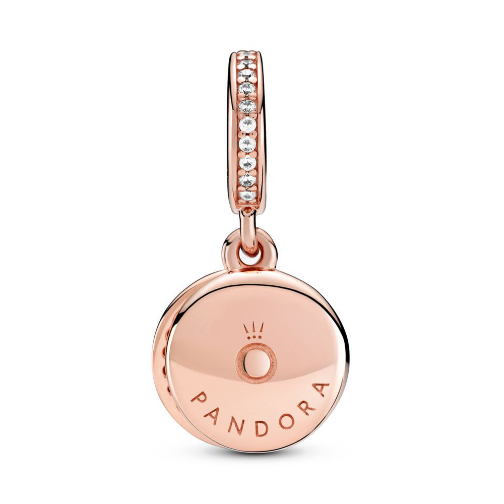 Pandora Moments Szikrázó rózsaszín lemezes dupla rozé arany függő charm