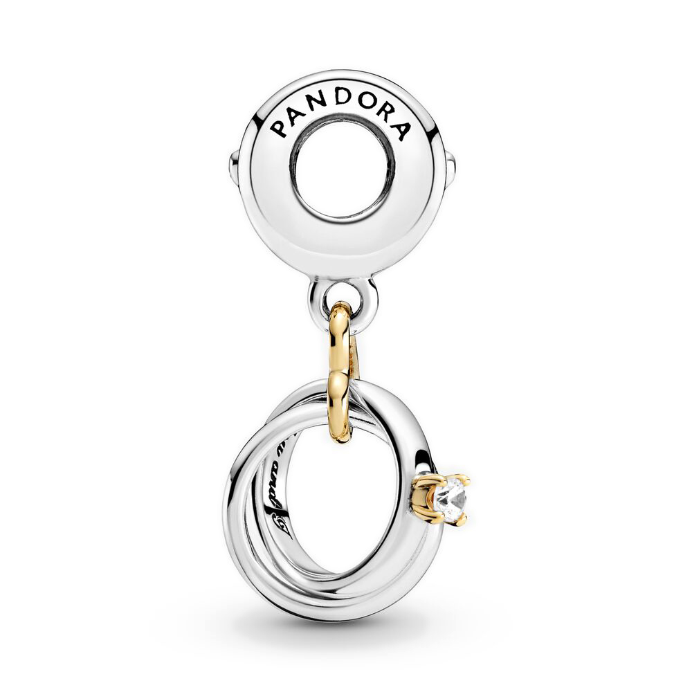Pandora Moments Kéttónusú jegygyűrű ezüst függő charm