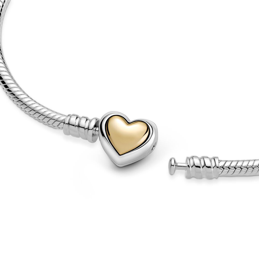 Pandora Moments Kupolás arany szívkapcsos kígyólánc ezüst karkötő