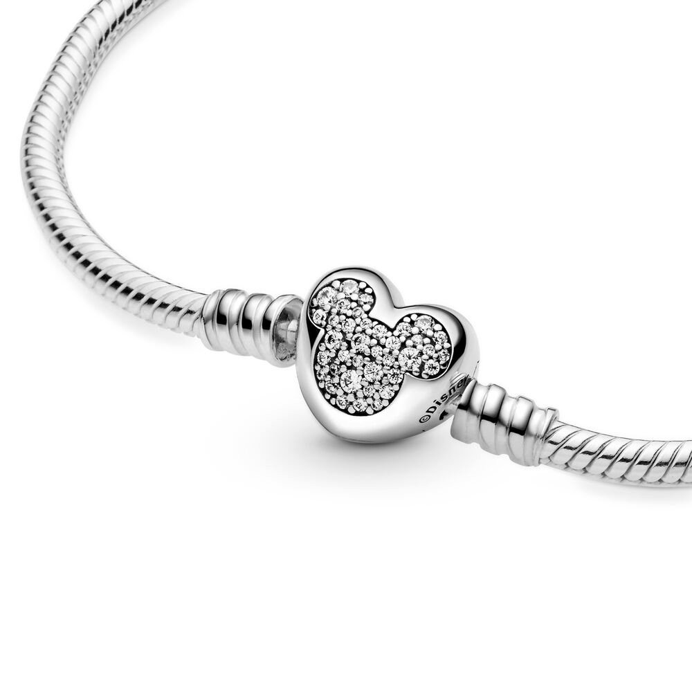 Pandora Moments Mickie egér szívkapcsos kígyólánc ezüst karkötő