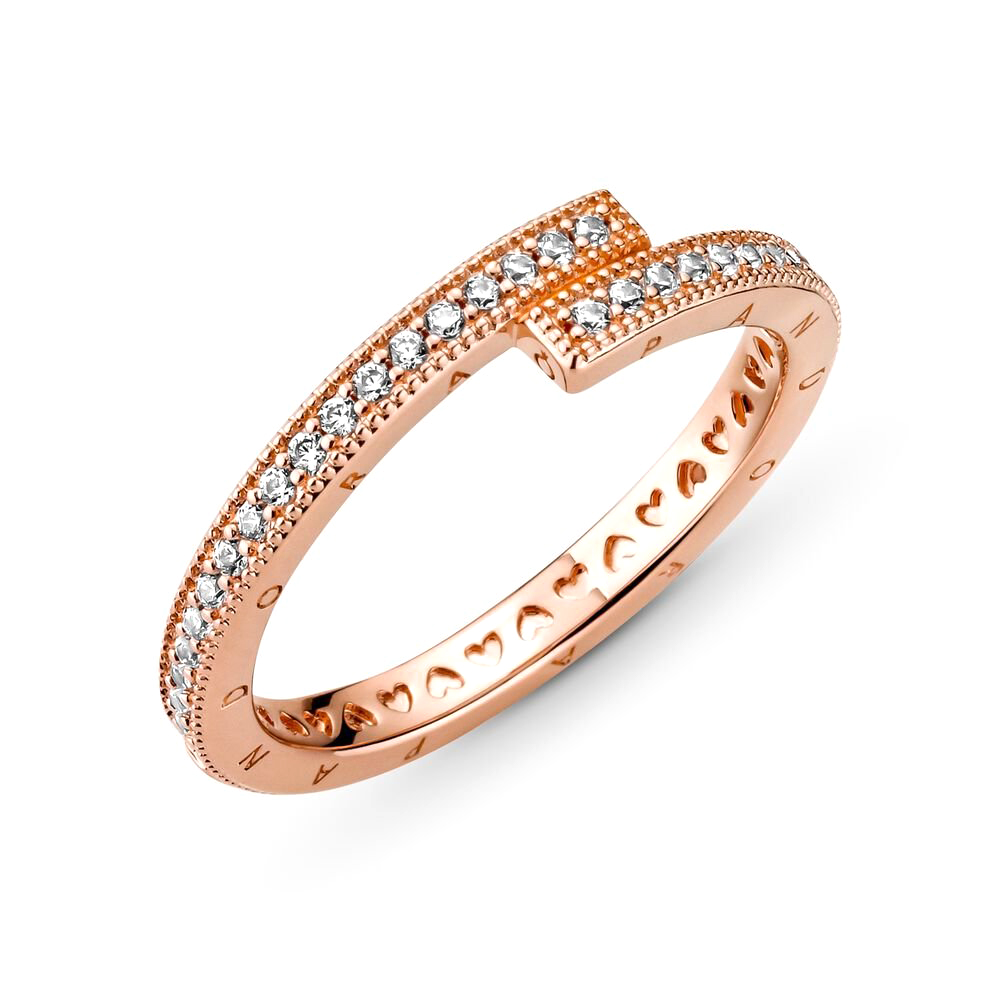 Pandora Szikrázó átlapolt rozé arany gyűrű