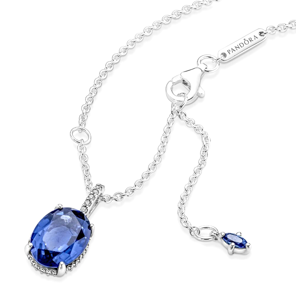 Pandora Szikrázó kék köves ezüst függő nyaklánc és medál