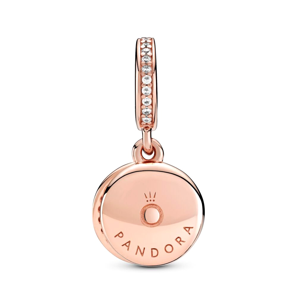Pandora Moments Szikrázó világoskék lemezes dupla rozé arany függő charm