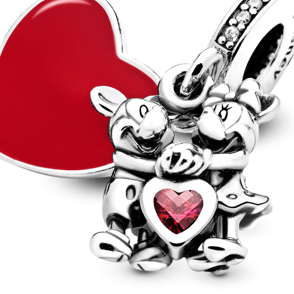 Pandora Moments Disney, szerelmes Mickey és Minnie ezüst charm
