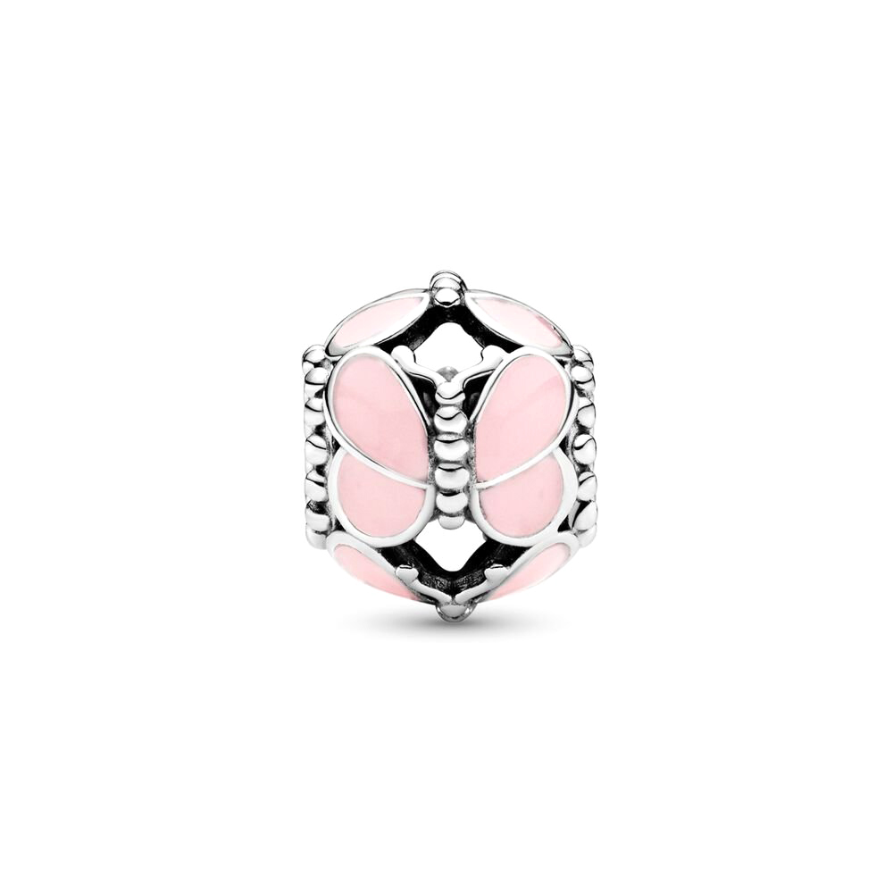 Pandora Moments Rózsaszín pillangók ezüst charm