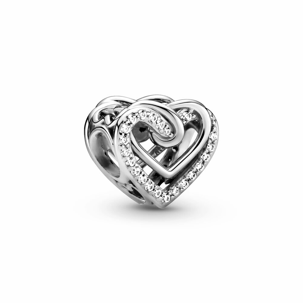 Pandora Moments Szikrázó összefonódó szívek ezüst charm