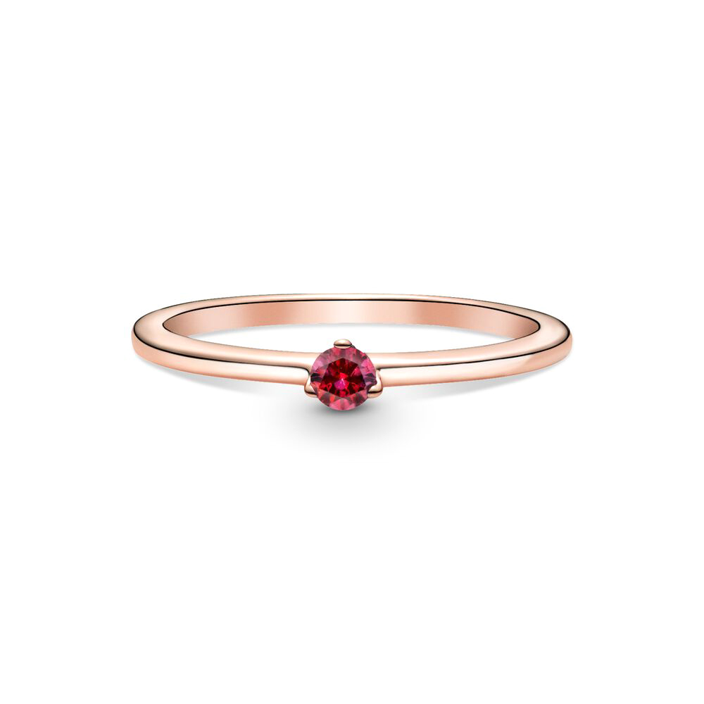 Pandora Piros köves rozé arany szoliter gyűrű