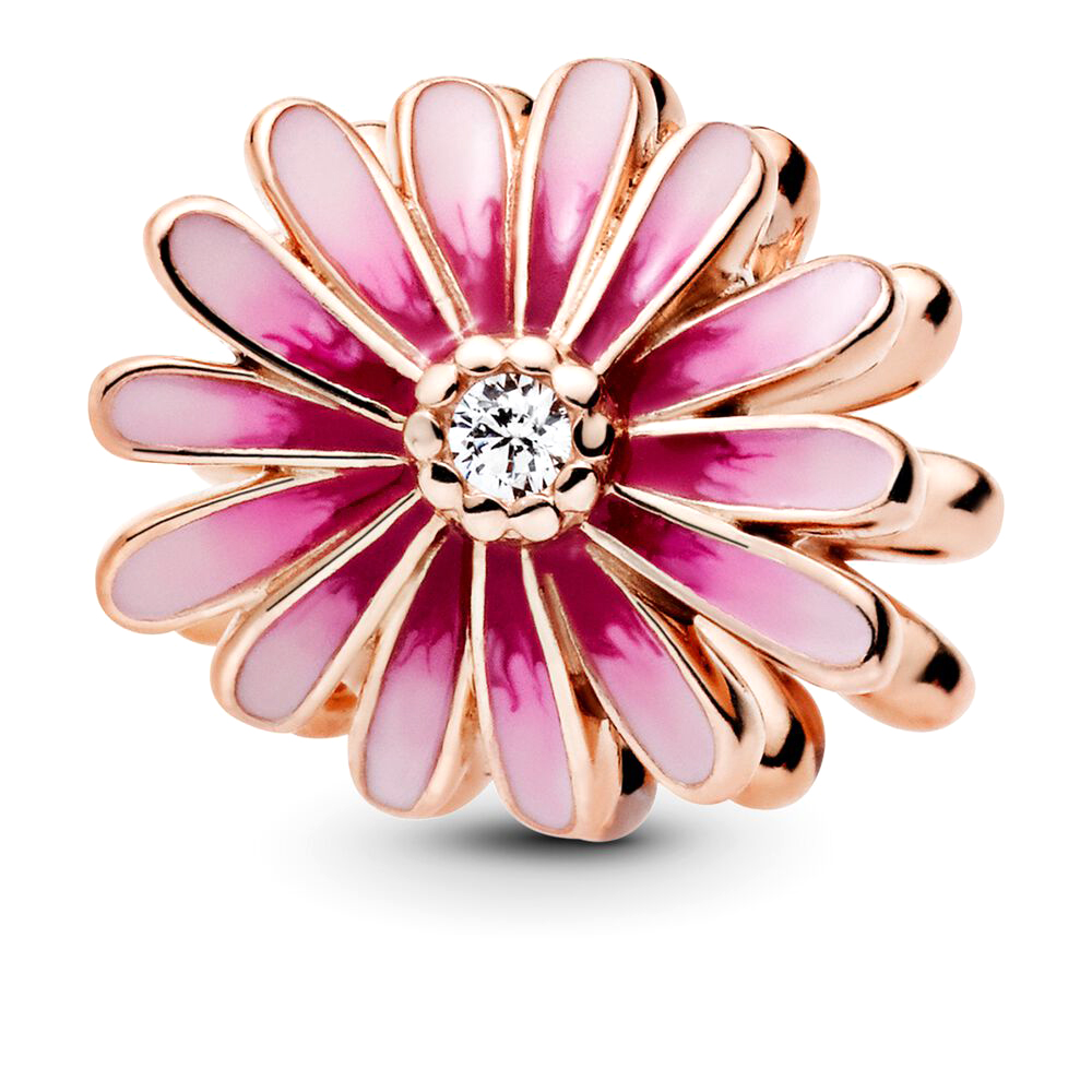 Pandora Moments Rózsaszín százszorszép rozé arany charm