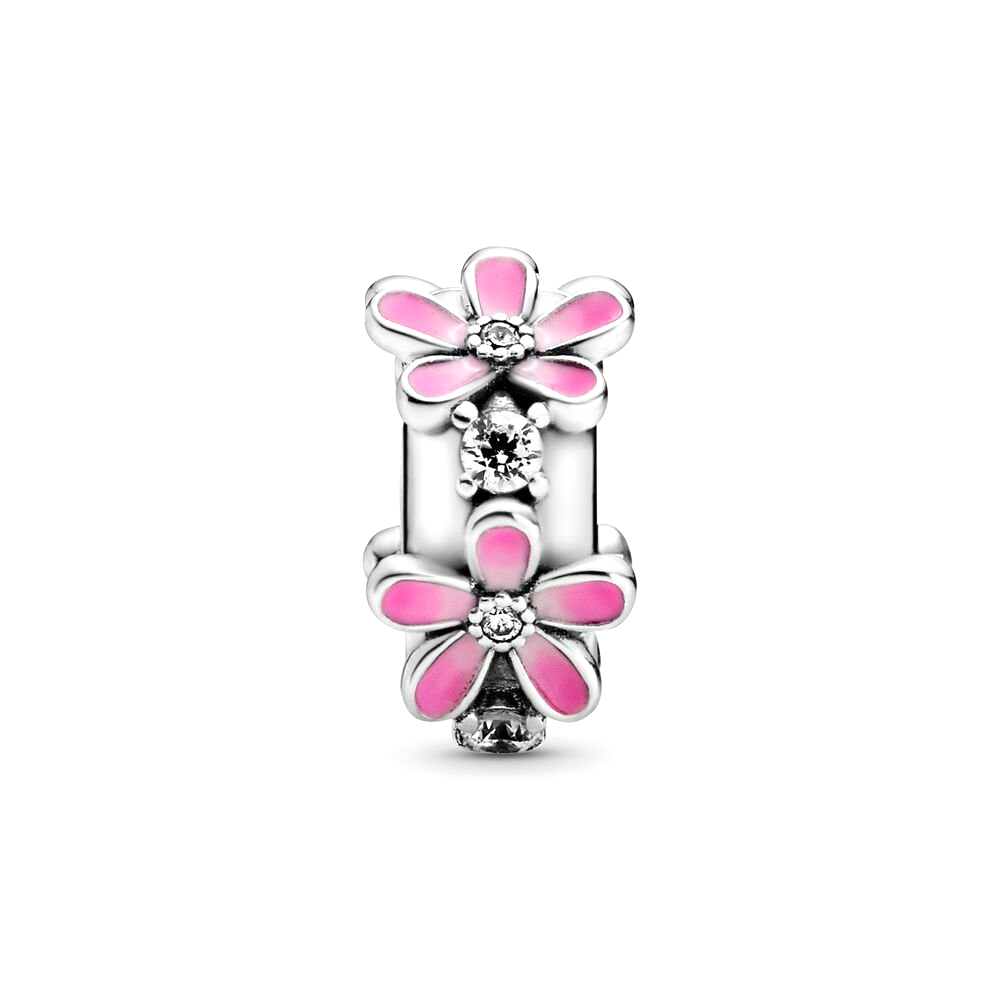 Pandora Moments Rózsaszín százszorszép ezüst klip charm