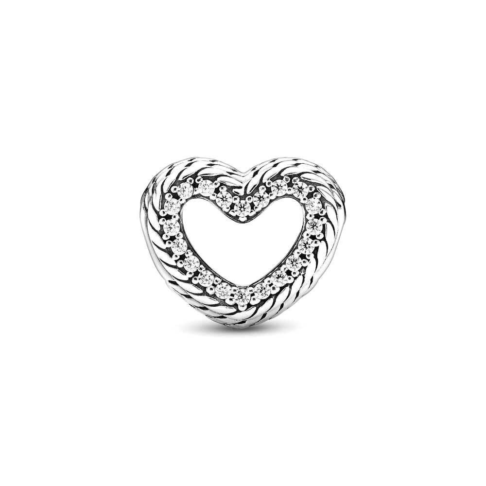 Pandora Moments Kígyólánc mintás nyitott szív ezüst charm