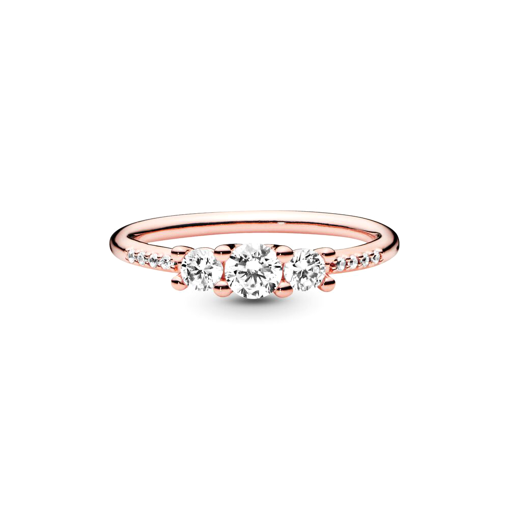 Pandora Csillogó három-köves rozé arany gyűrű