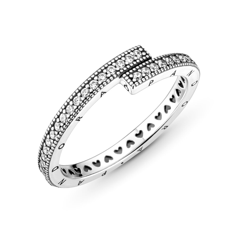 Pandora Szikrázó átlapolt ezüst gyűrű